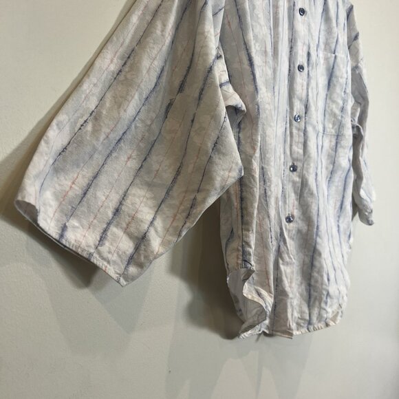 Sitting Pretty California Button Front Cotton Shirt Tie-Dye Stripe MultiColor L - Picture 5 of 10